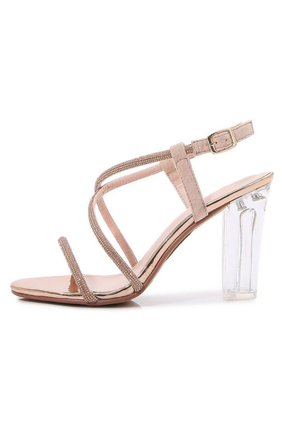 Homrain Strappy Rhinestones Chunky Heel Sandals | Shoes