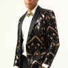 Homrain Sparkly Black And Golden Sequins Men'S Prom Blazer | Men Blazers