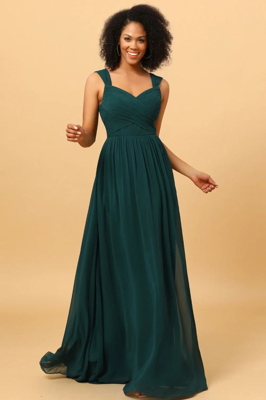 Homrain Chiffon Bridesmaid Dress With Ruffles | Wedding Guest Dresses