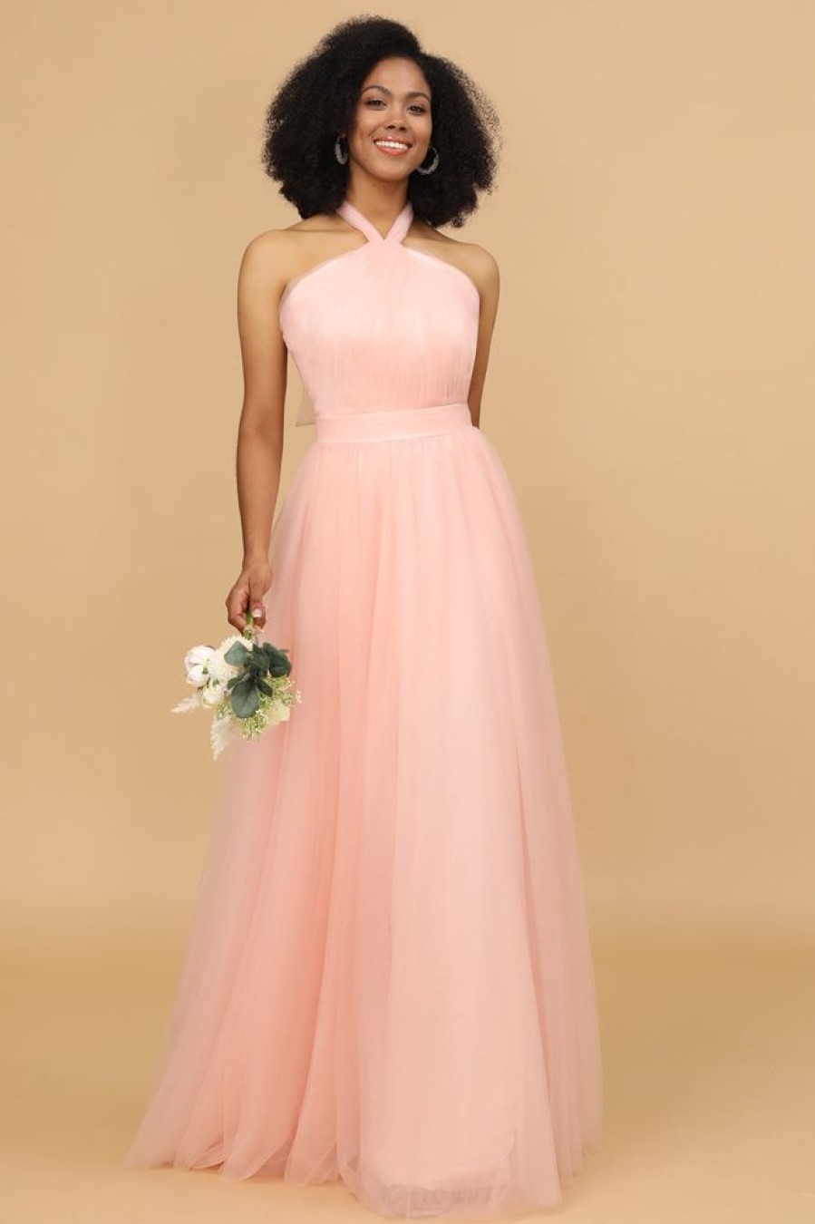 Homrain A Line Halter Long Bridesmaid Dress | Bridesmaid Dress Under 100