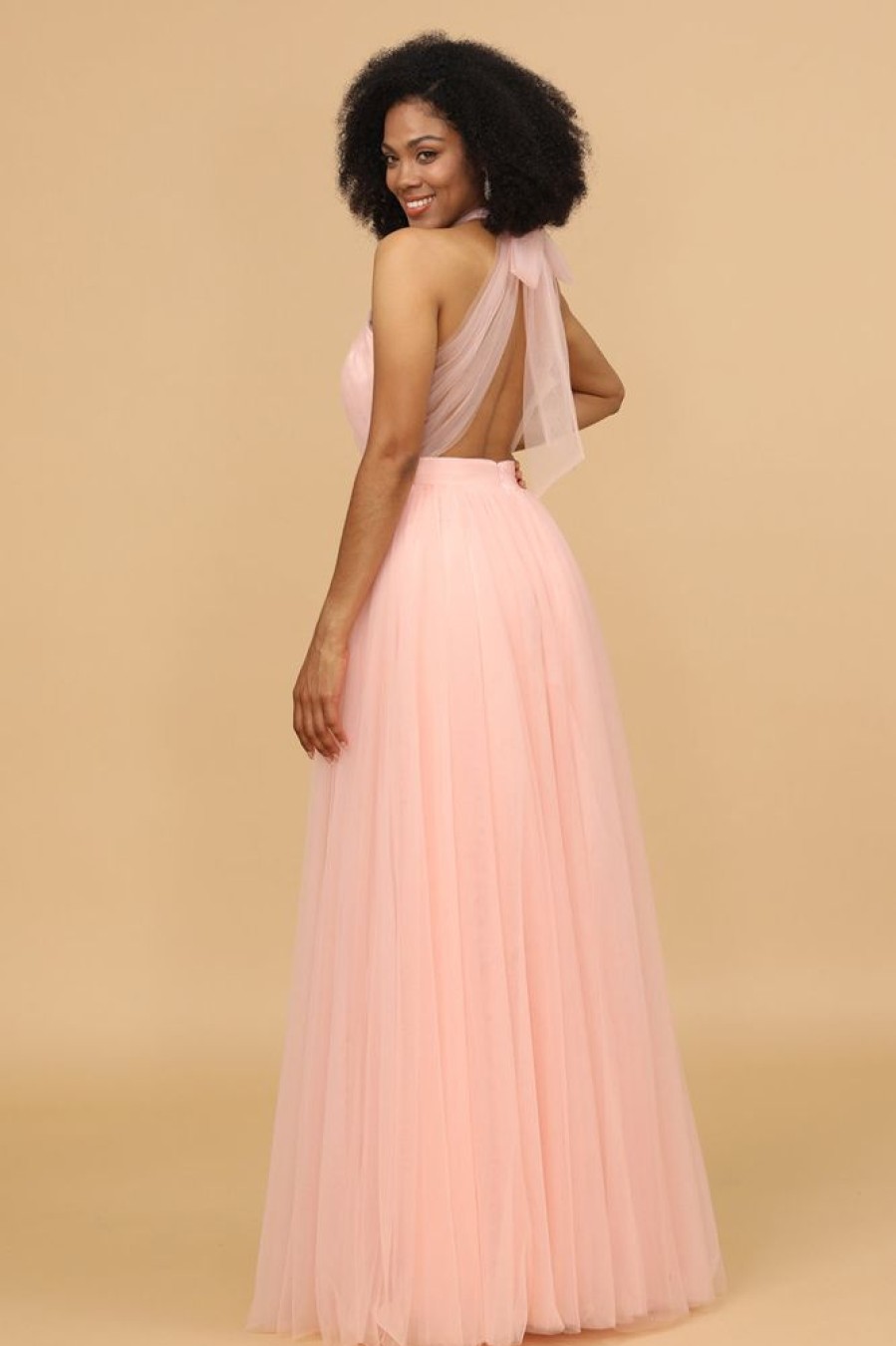 Homrain A Line Halter Long Bridesmaid Dress | Bridesmaid Dress Under 100