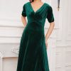 Homrain Green Velvet Party Dress | Green Prom Dresses