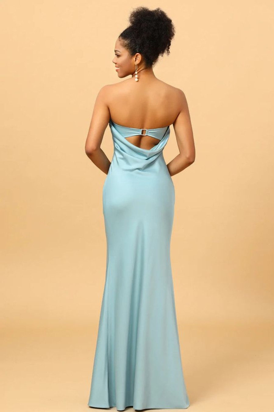 Homrain Grey Blue Satin Mermaid Bridesmaid Dress | Bridesmaid Dresses