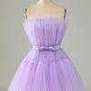 Homrain Cute A Line Strapless Purple Short Homecoming Dress | Purple Hoco Dresses