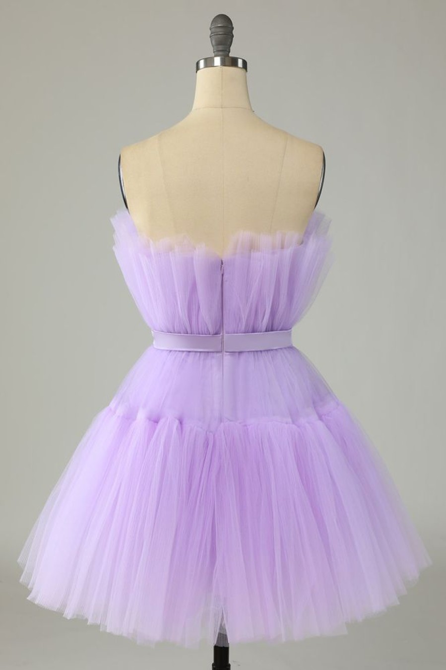 Homrain Cute A Line Strapless Purple Short Homecoming Dress | Purple Hoco Dresses