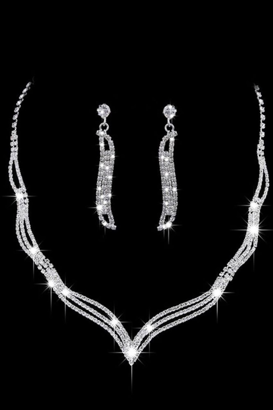 Homrain Crystal Necklace Earrings Jewelry Set | Necklace