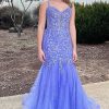 Homrain Mermaid Long Prom Dress With Appliques | Purple Prom Dresses