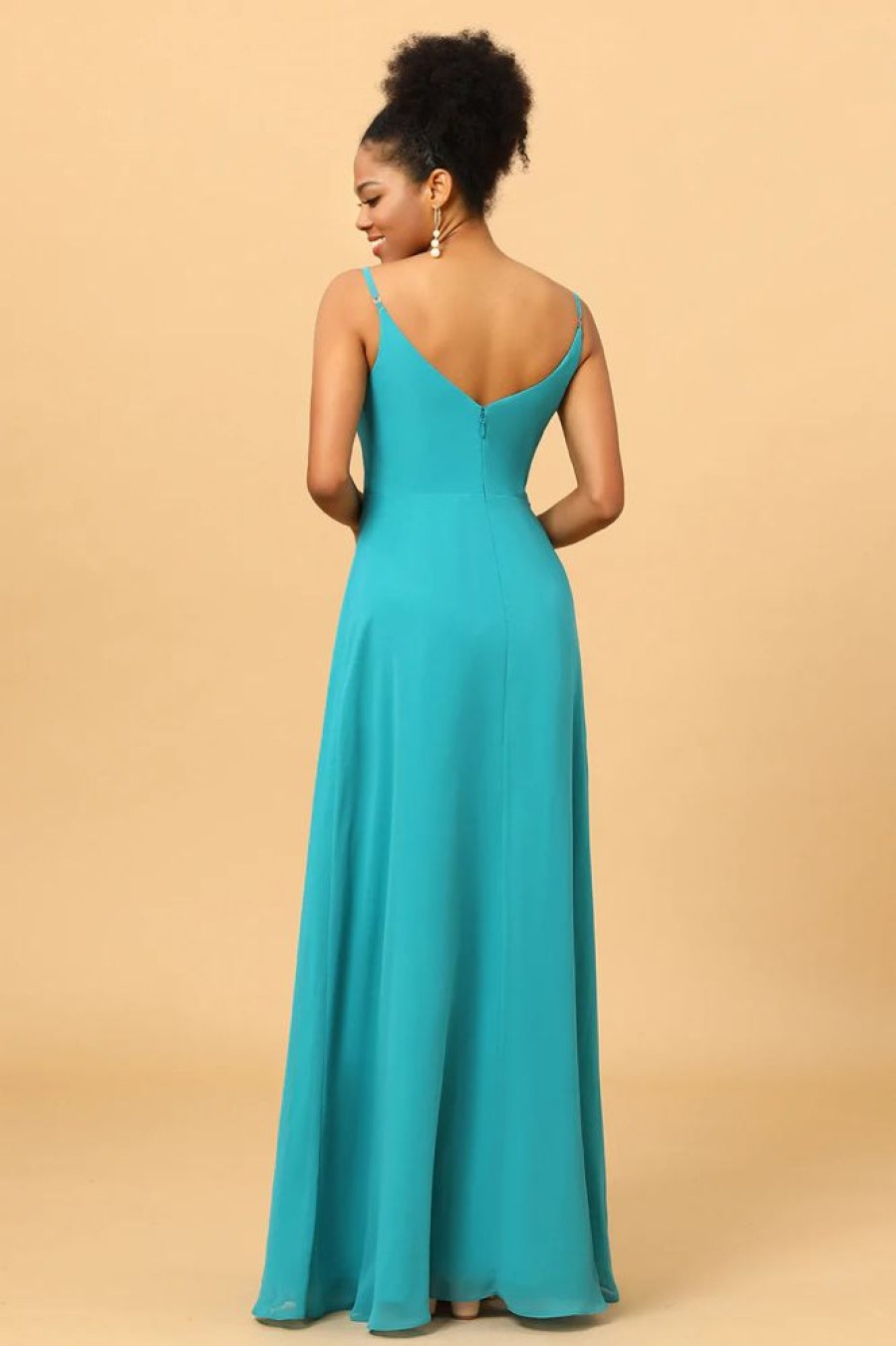 Homrain Spaghetti Straps Chiffon Bridesmaid Dress | Boho Bridesmaid Dresses