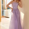 Homrain Charming A Line Spaghetti Straps Light Purple Long Prom Dress With Appliques | Purple Prom Dresses