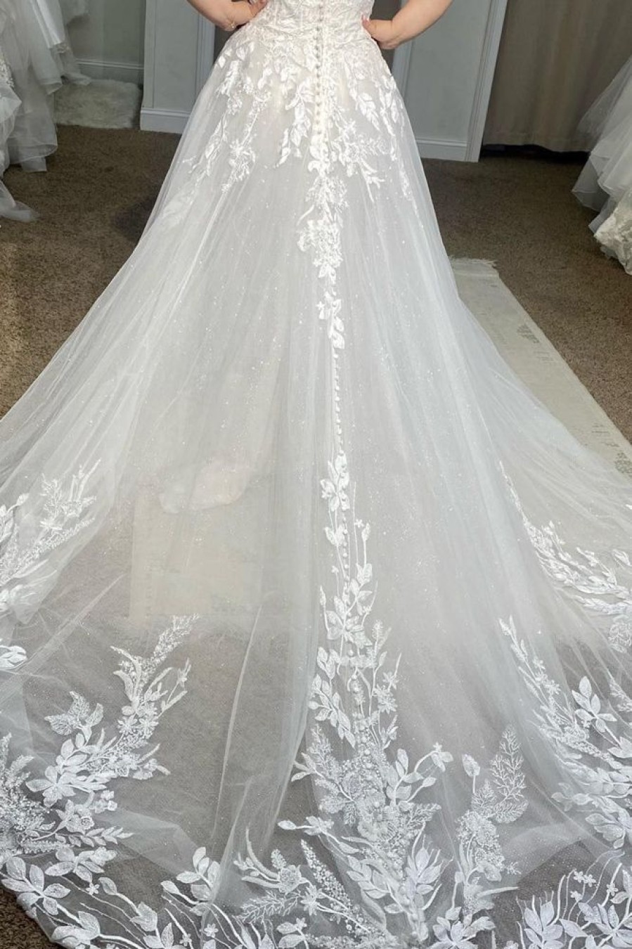 Homrain Tulle Off The Shoulder Long Plus Size Wedding Dress With Appliques | Plus Size Wedding Dresses